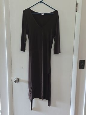 Classic V-Neck Brown Wrap Dress - Elegant Everyday Style